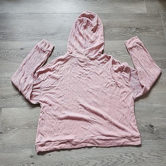 SO Hoodie L Pink Pullover Long Sleeve Sweater Soft Stretchy Knit Beach Light - Picture 7 of 7
